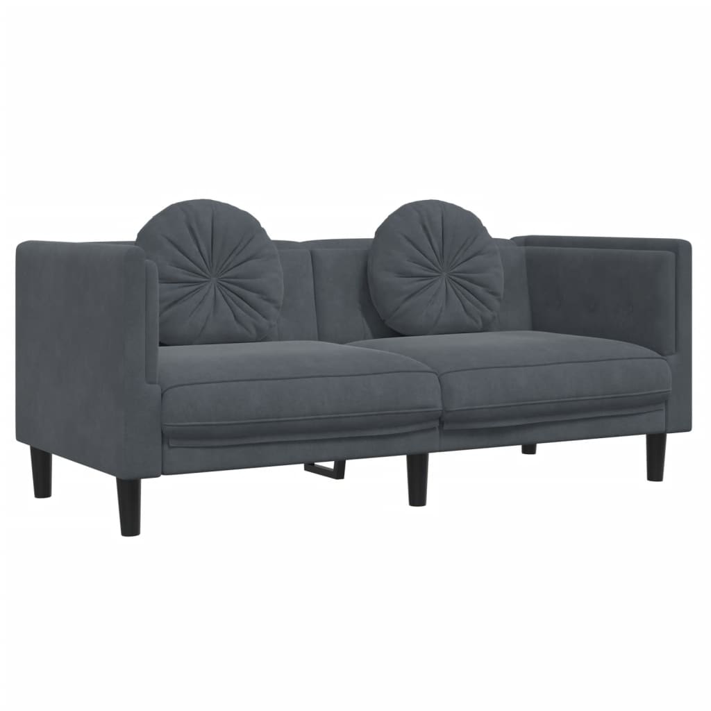 2-piece sofa set with cushions dark grey velvet