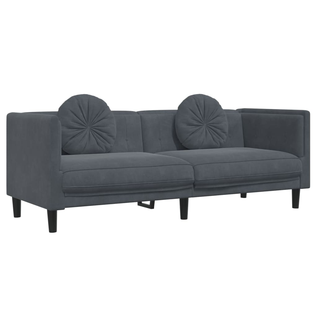 2-piece sofa set with cushions dark grey velvet