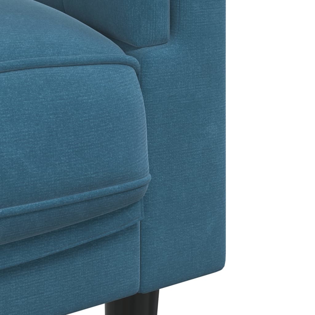 Ensemble de canapé 2 pièces avec coussins en velours bleu
