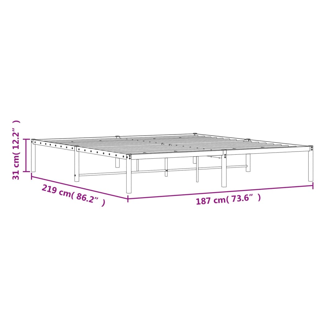 Bettgestell Metall Schwarz 183x213 cm