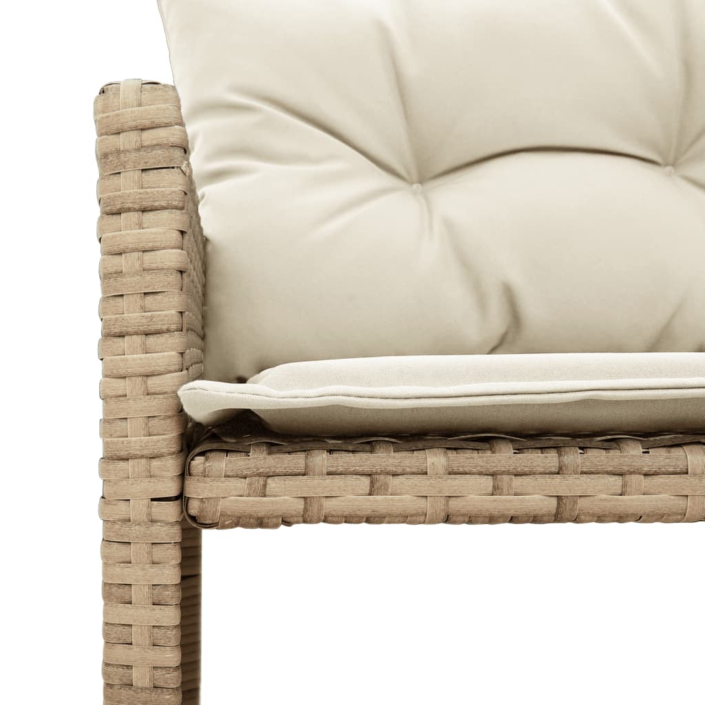 L-shaped garden sofa with table and cushions beige poly rattan