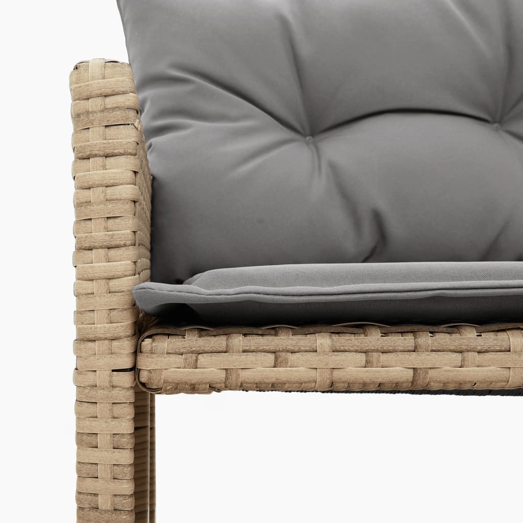 L-shaped garden sofa with table and cushions beige poly rattan