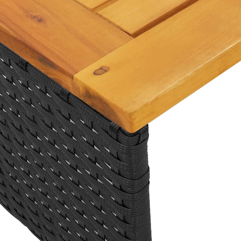 Canapé de jardin en L avec table et coussins Poly Rotin Noir