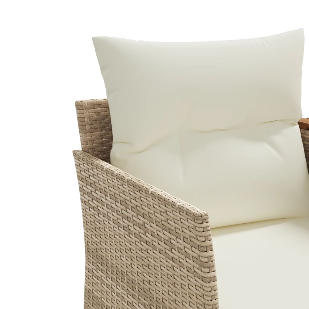 Garden Sofa 2-Seater with Stools Beige Poly Rattan