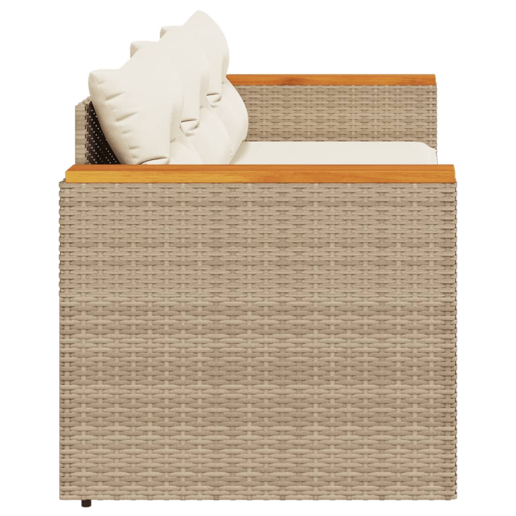 Garden Sofa with Cushions 3-Seater Beige Poly Rattan