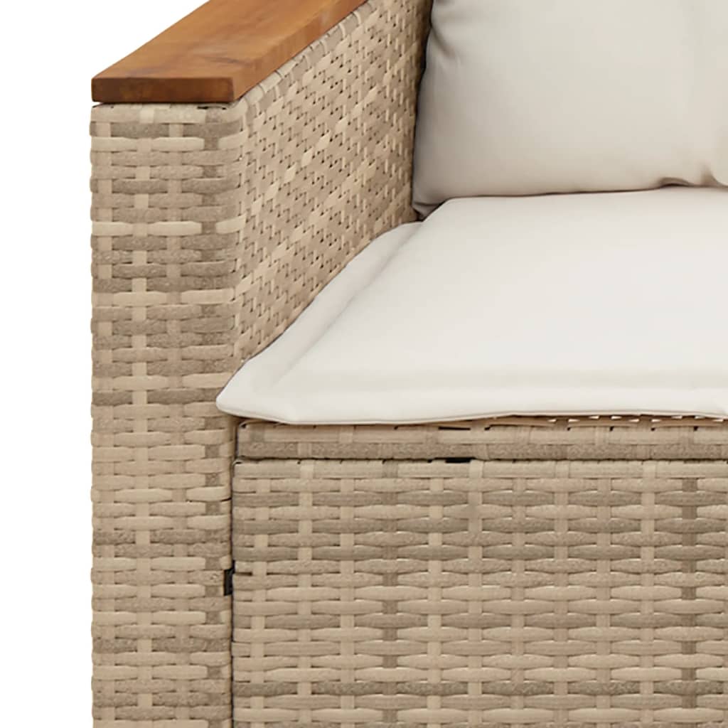 Garden Sofa with Cushions 3-Seater Beige Poly Rattan