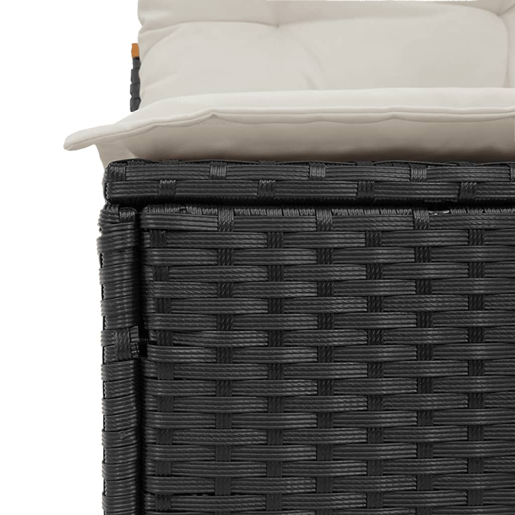 Garden sofas without armrests with cushions 2 pieces black poly rattan