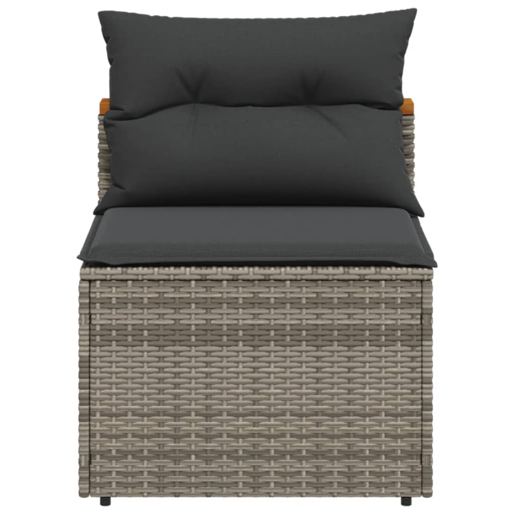 Garden sofas without armrests with cushions 2 pcs. Grey Poly Rattan