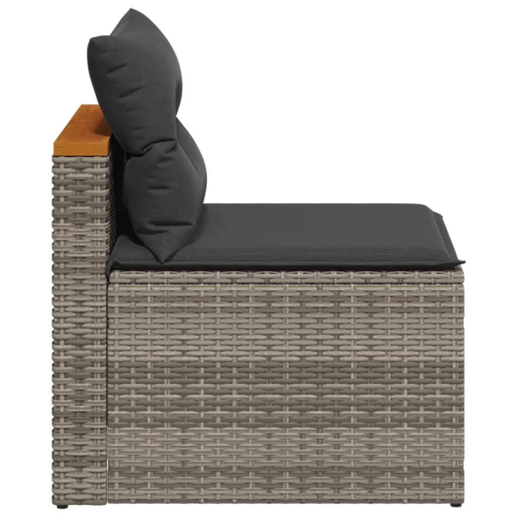 Garden sofas without armrests with cushions 2 pcs. Grey Poly Rattan
