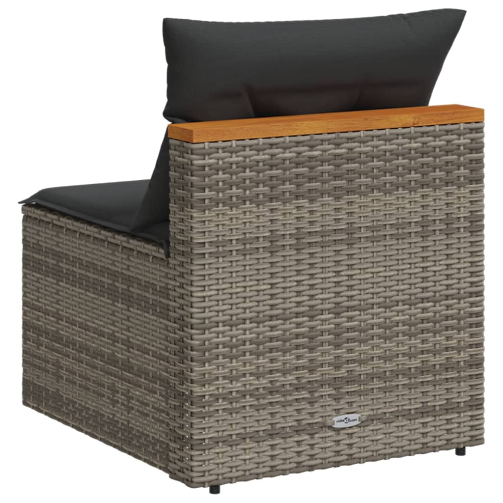 Garden sofas without armrests with cushions 2 pcs. Grey Poly Rattan