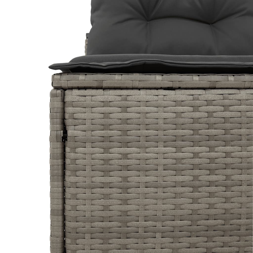 Garden sofas without armrests with cushions 2 pcs. Grey Poly Rattan