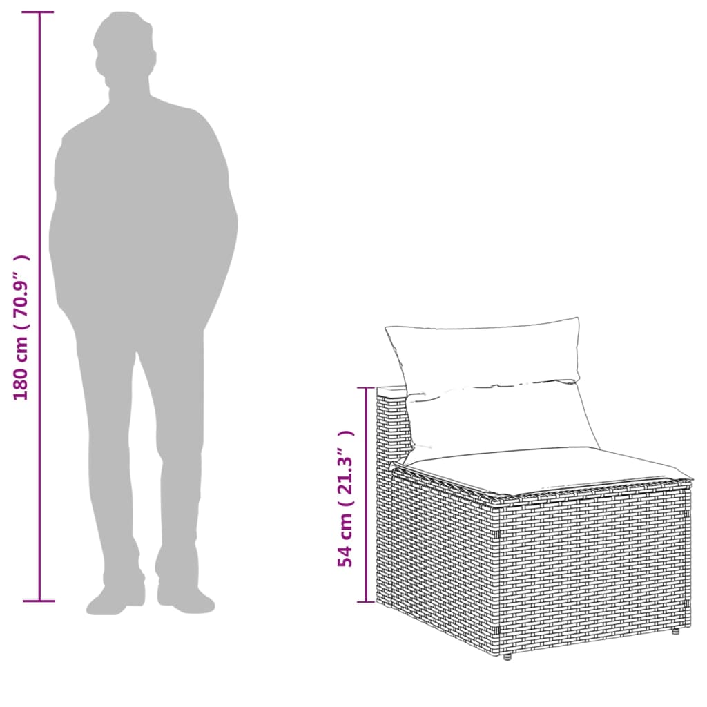 Garden sofas without armrests with cushions 2 pcs. Grey Poly Rattan