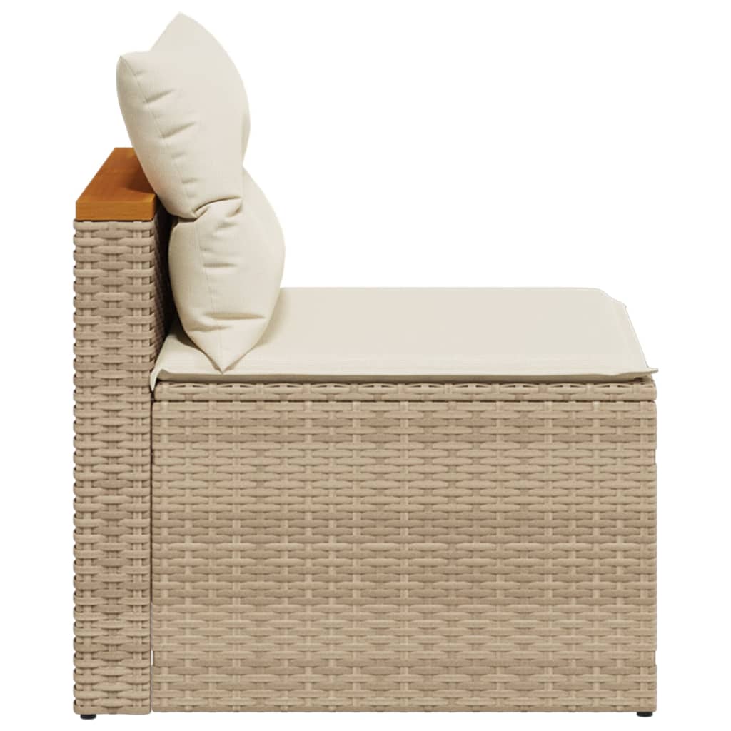 Garden sofas without armrests with cushions 2 pcs. Beige Poly Rattan