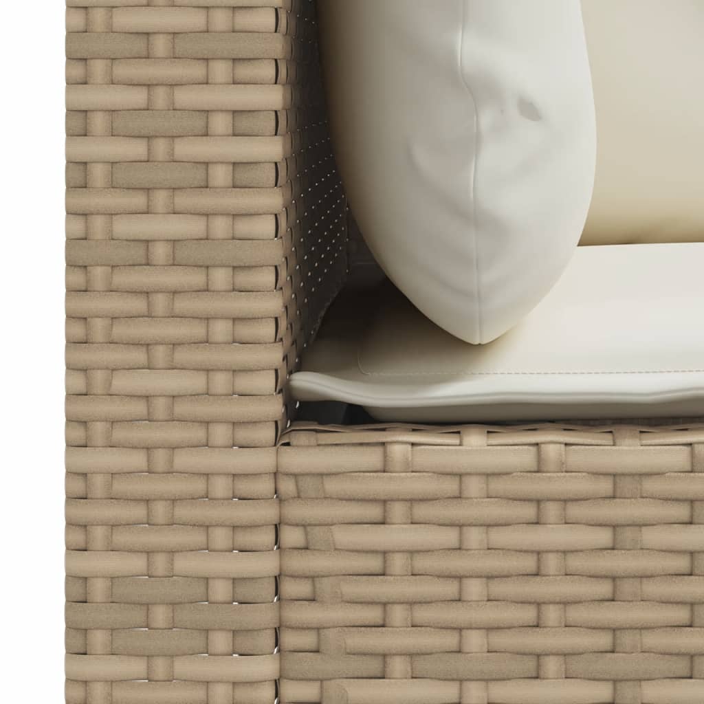 Garden Sofa with Cushions 3-Seater Beige Poly Rattan