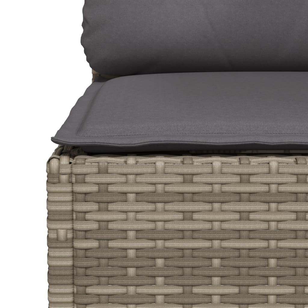 Garden Sofa with Cushions 3-Seater Grey Poly Rattan