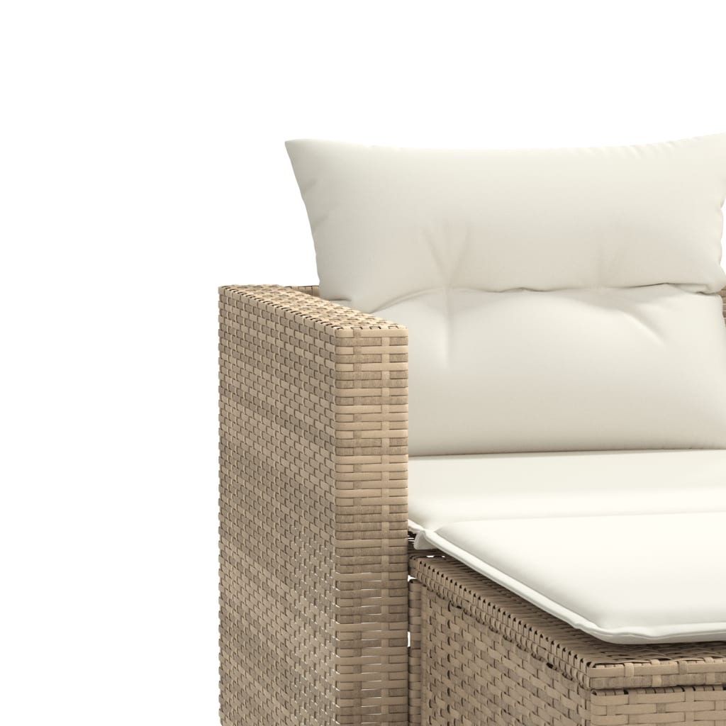 Garden Sofa 2-Seater with Stools Beige Poly Rattan