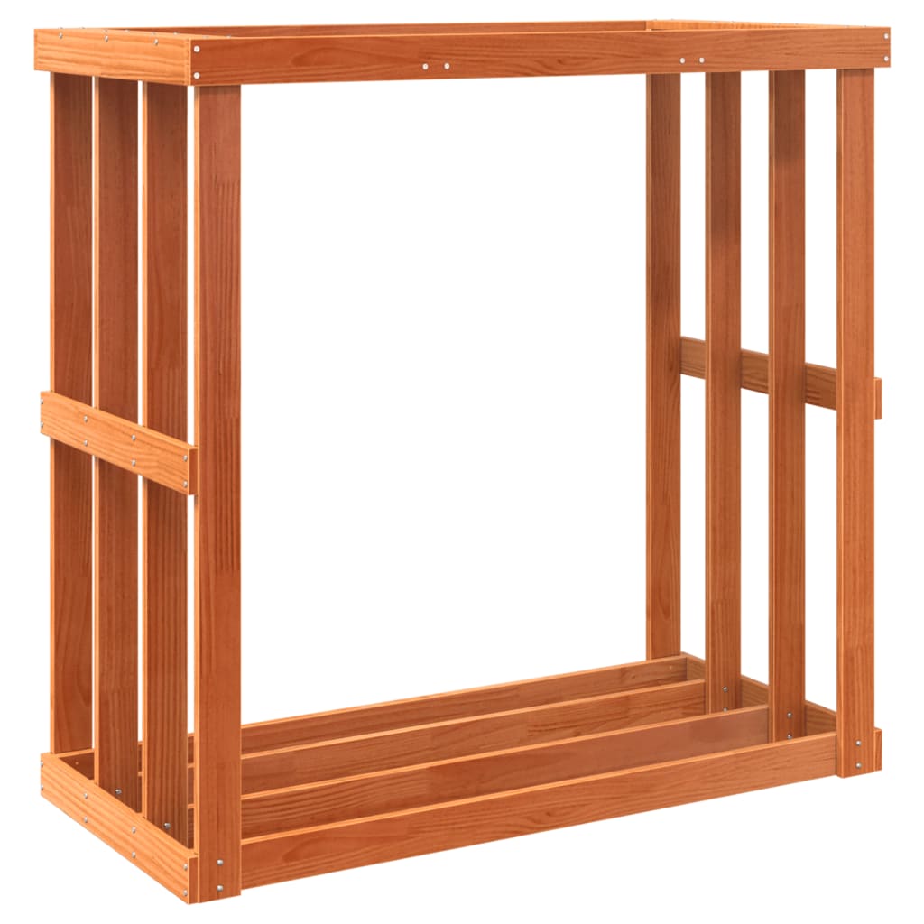 Etagère à bûches d'extérieur cire marron 109x52x106 cm bois massif