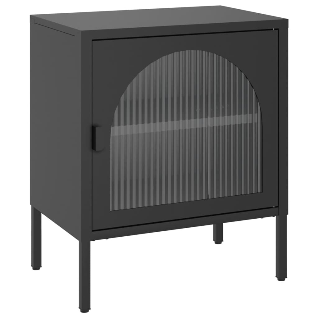 Tables de chevet, lot de 2, noir, 50 x 35 x 60 cm, verre et acier