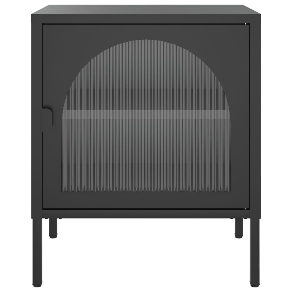 Tables de chevet, lot de 2, noir, 50 x 35 x 60 cm, verre et acier