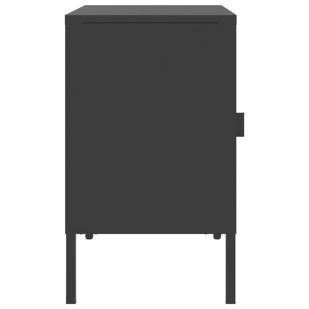 Tables de chevet, lot de 2, noir, 50 x 35 x 60 cm, verre et acier