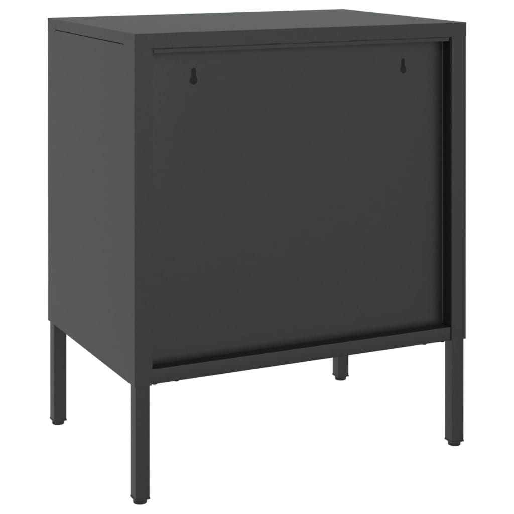 Tables de chevet, lot de 2, noir, 50 x 35 x 60 cm, verre et acier