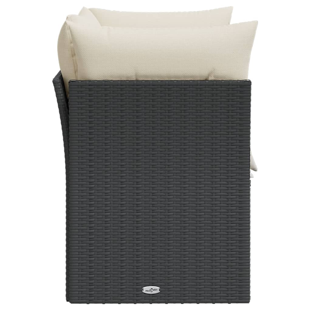 Garden Sofa with Cushions 2-Seater Black Poly Rattan