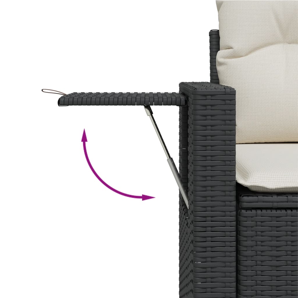 Garden Sofa with Cushions 2-Seater Black Poly Rattan