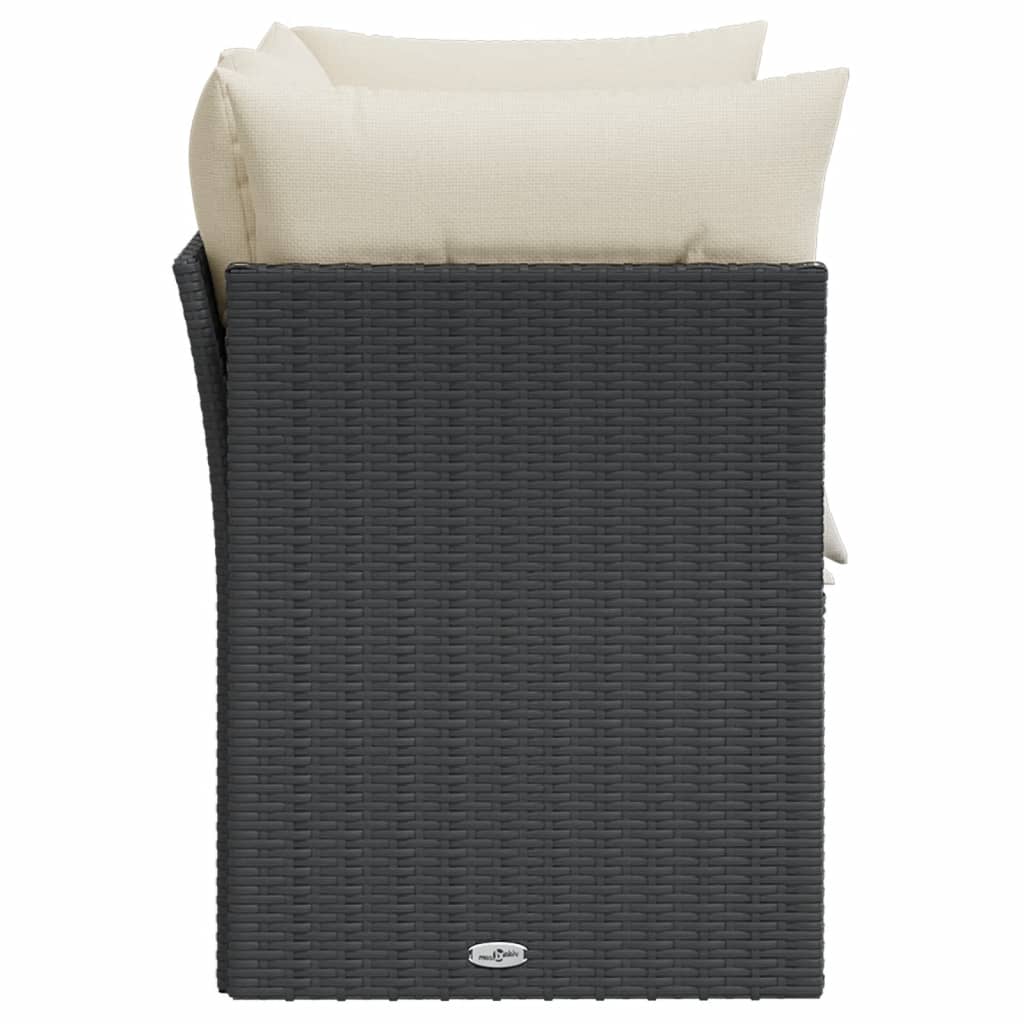 Garden Sofa with Cushions 2-Seater Black Poly Rattan