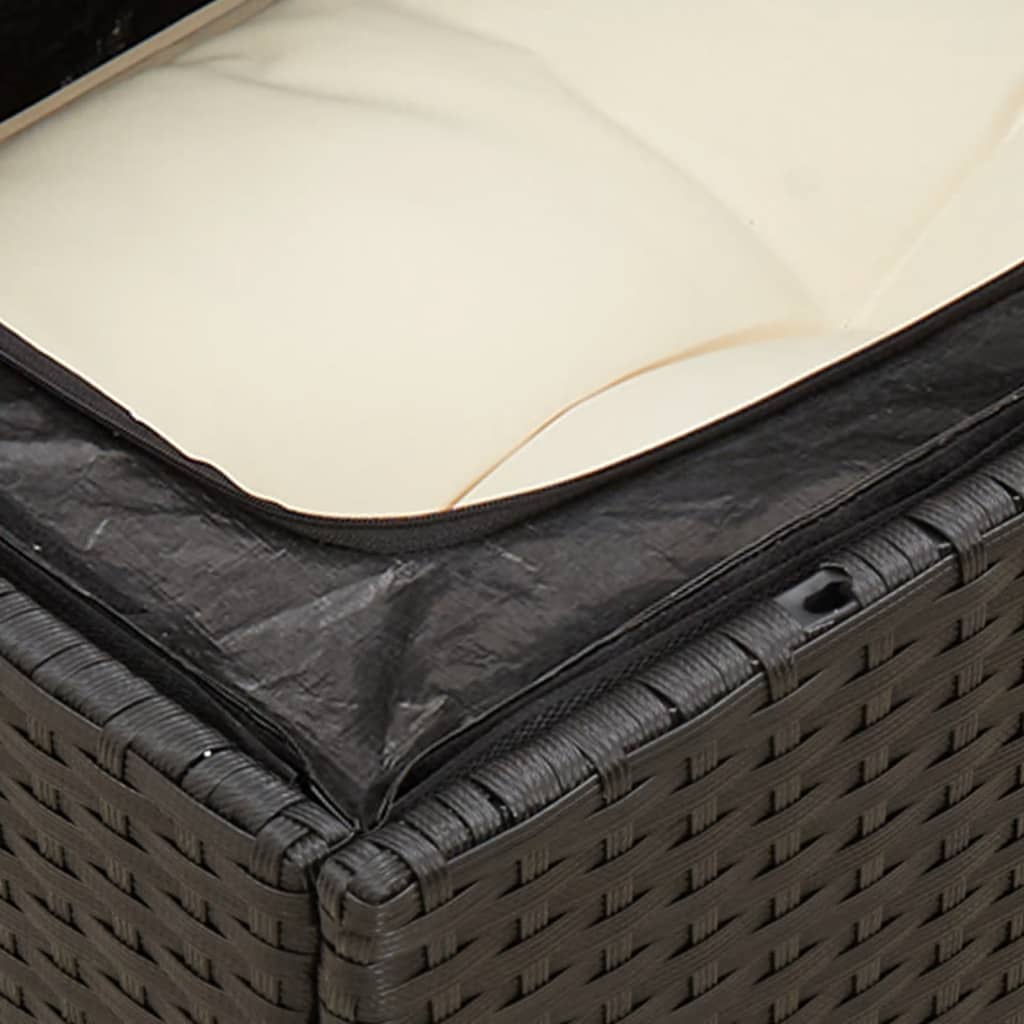Garden Sofa with Cushions 2-Seater Black Poly Rattan