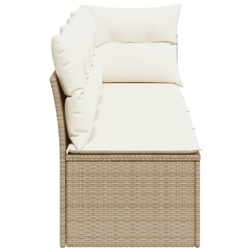 Garden Sofa with Cushions 4-Seater Beige Poly Rattan