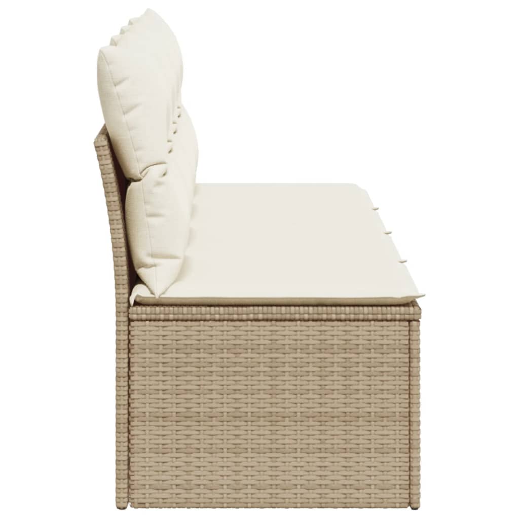 Garden Sofa with Cushions 4-Seater Beige Poly Rattan
