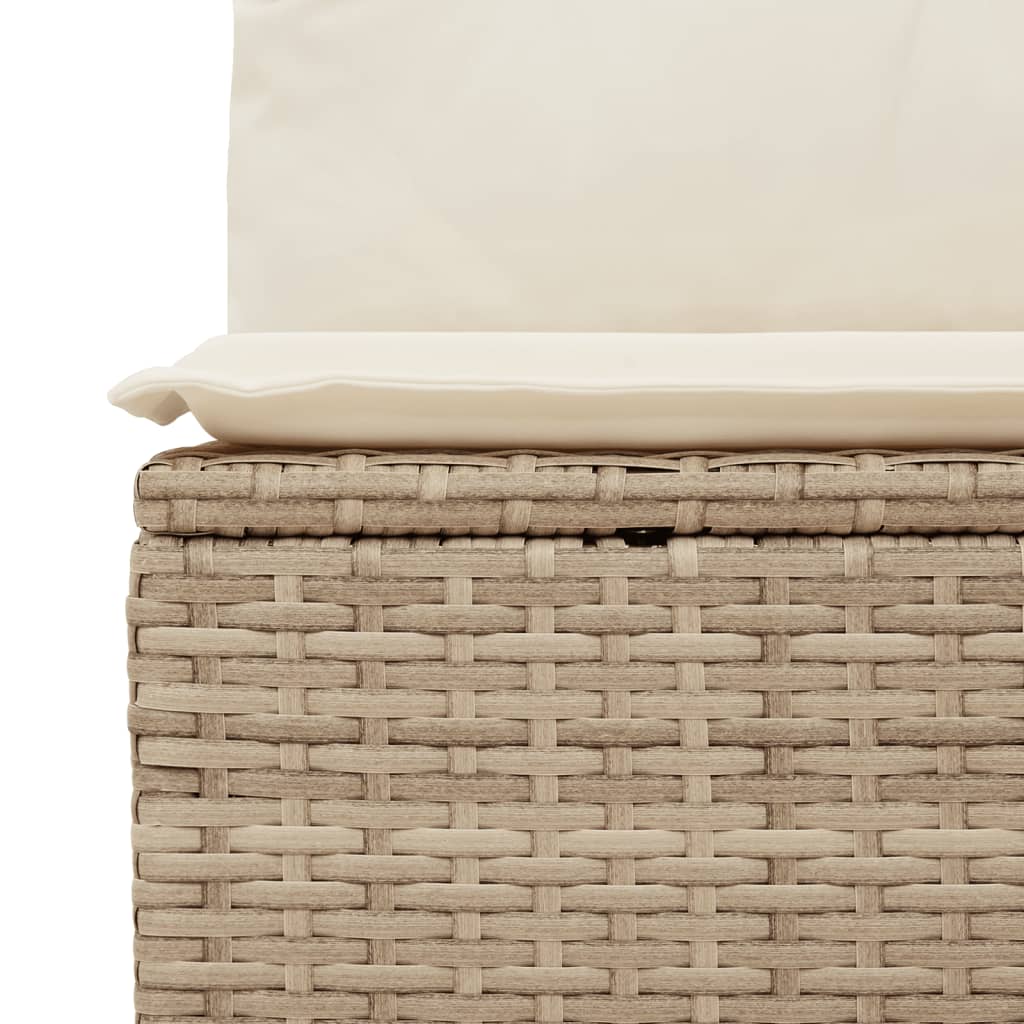 Garden Sofa with Cushions 4-Seater Beige Poly Rattan