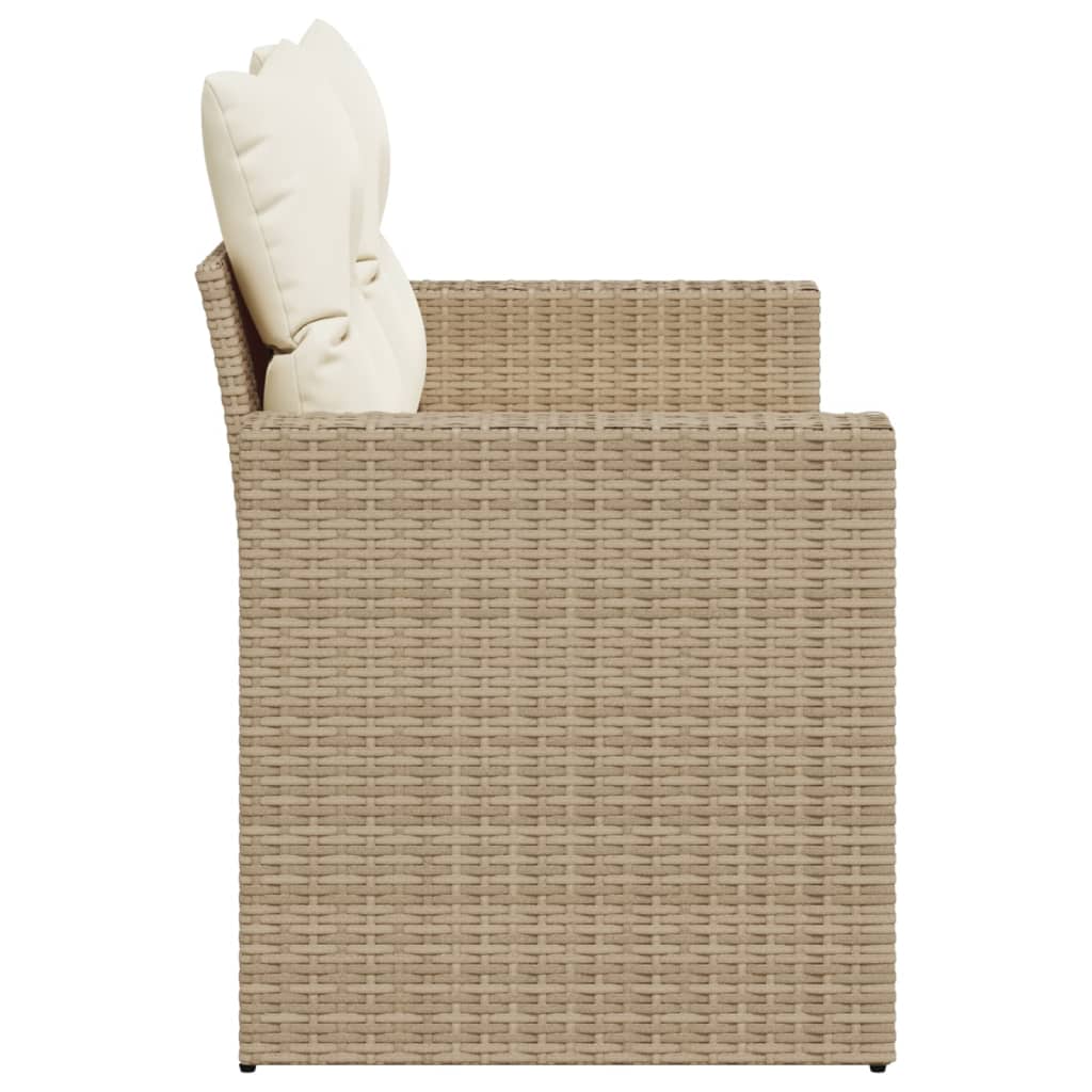 Garden Sofa with Cushions 2-Seater Beige Poly Rattan