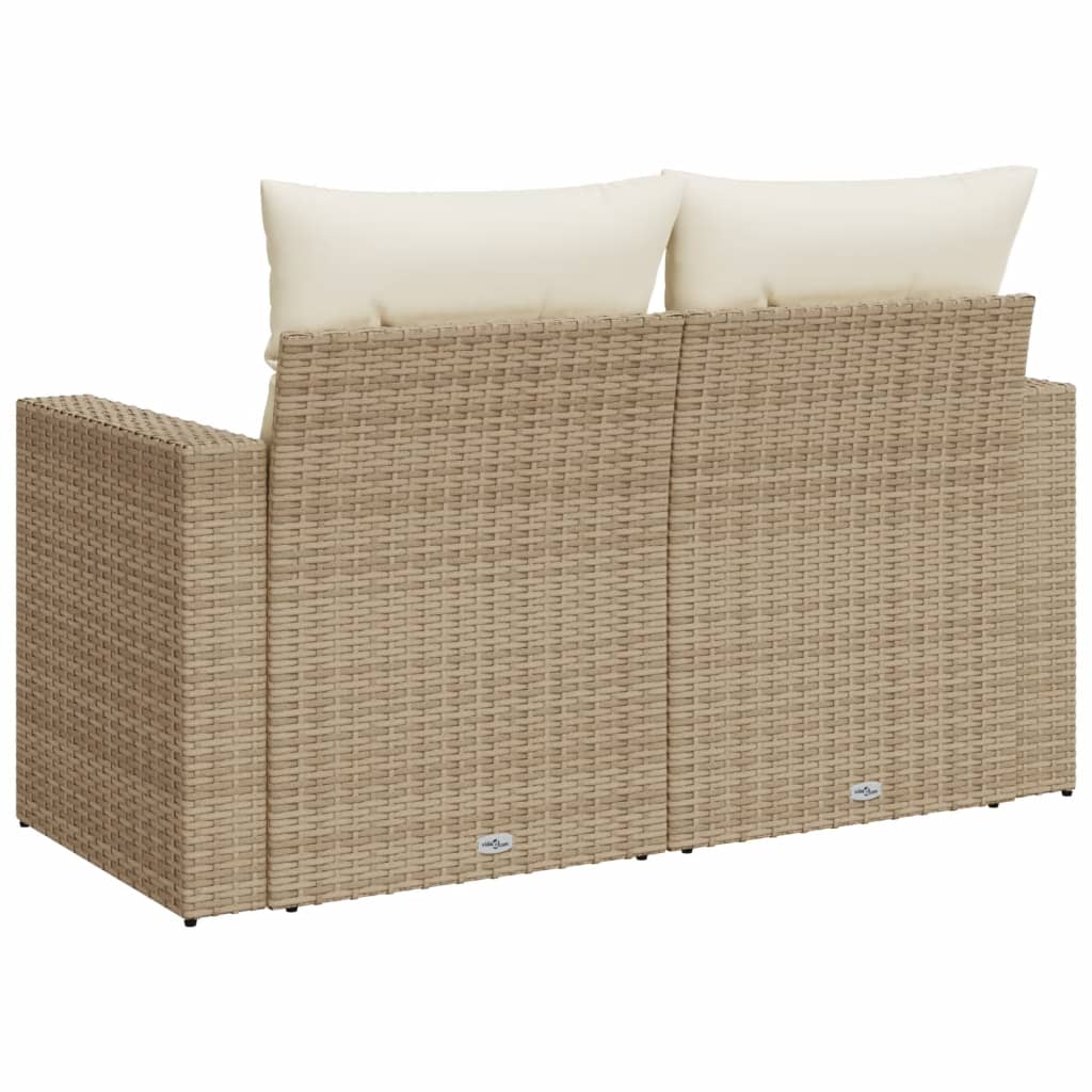 Garden Sofa with Cushions 2-Seater Beige Poly Rattan