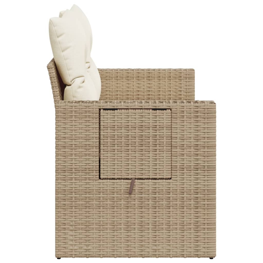 Garden Sofa with Cushions 2-Seater Beige Poly Rattan