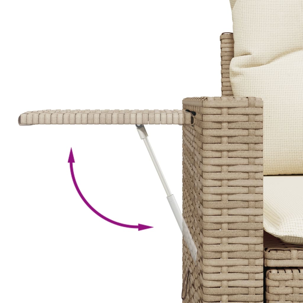 Garden Sofa with Cushions 2-Seater Beige Poly Rattan