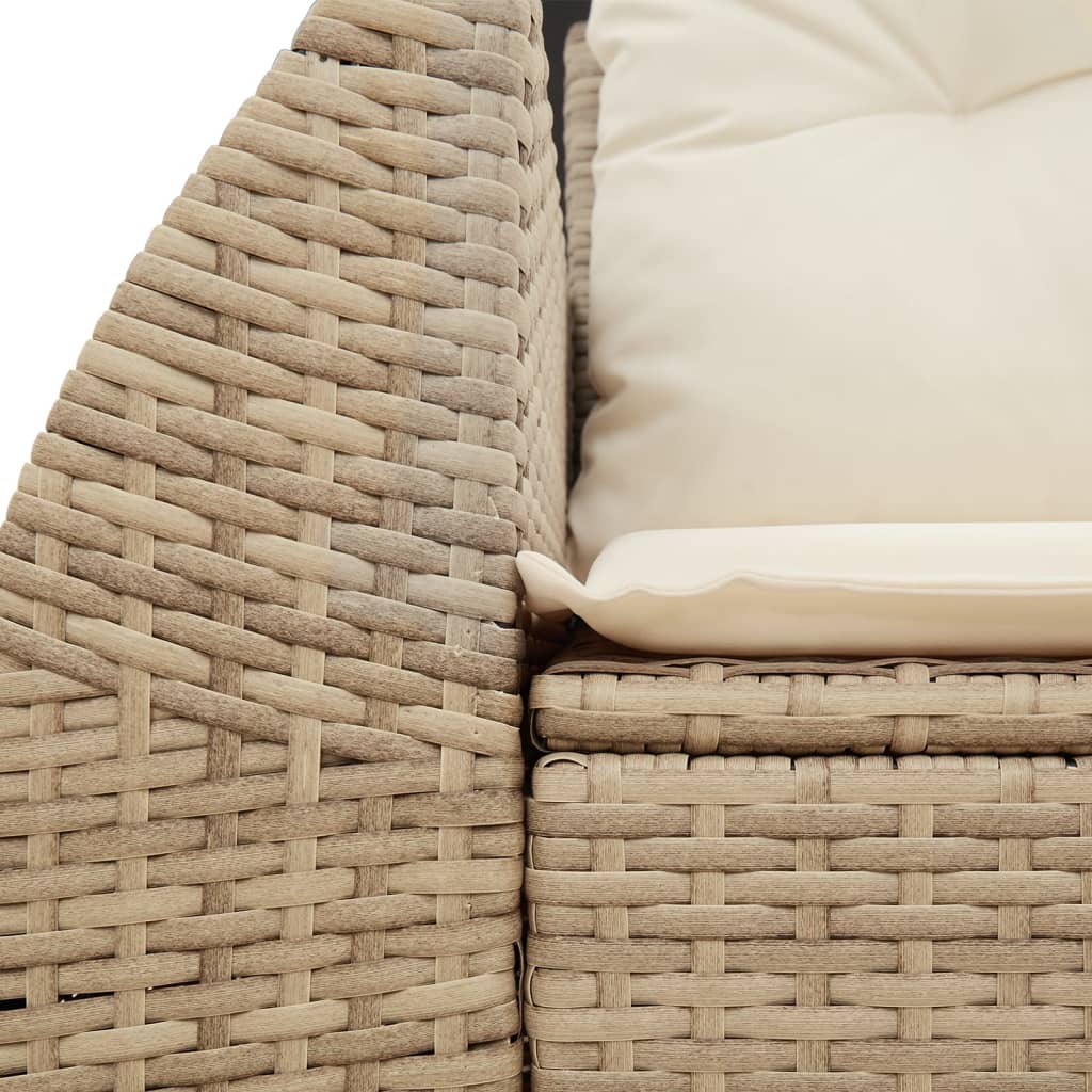 Garden Sofa with Cushions 2-Seater Beige Poly Rattan