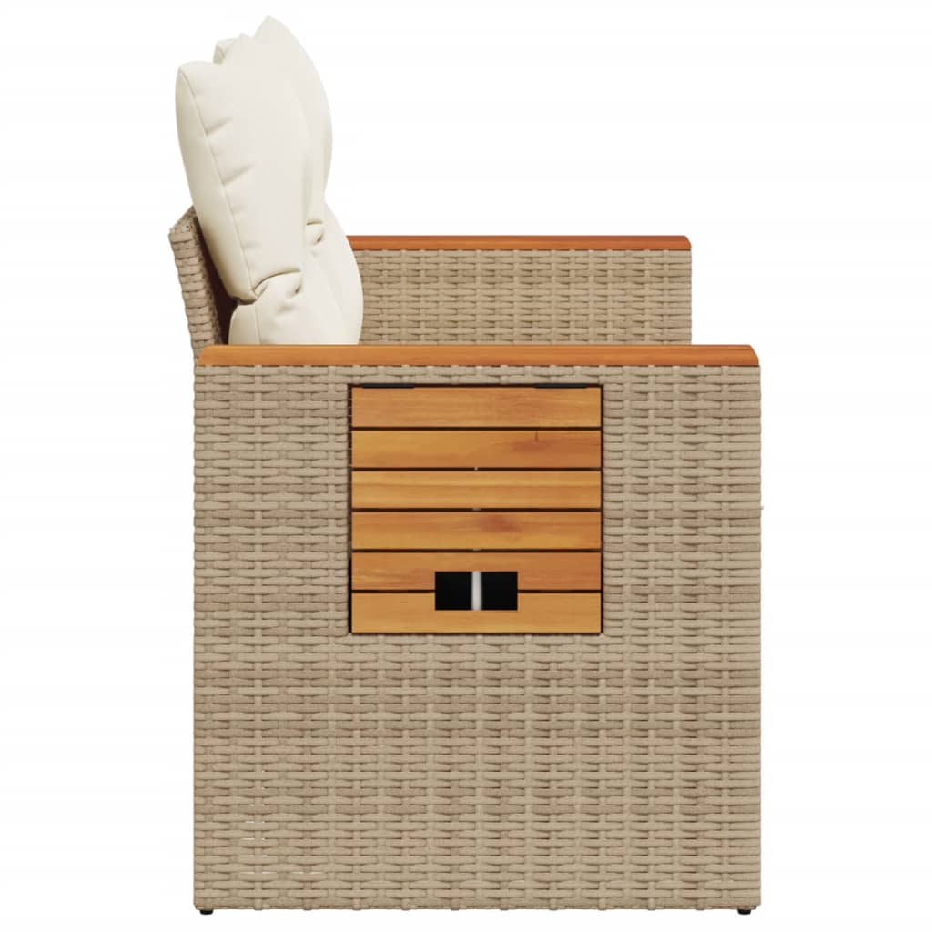 Garden Sofa with Cushions 2-Seater Beige Poly Rattan