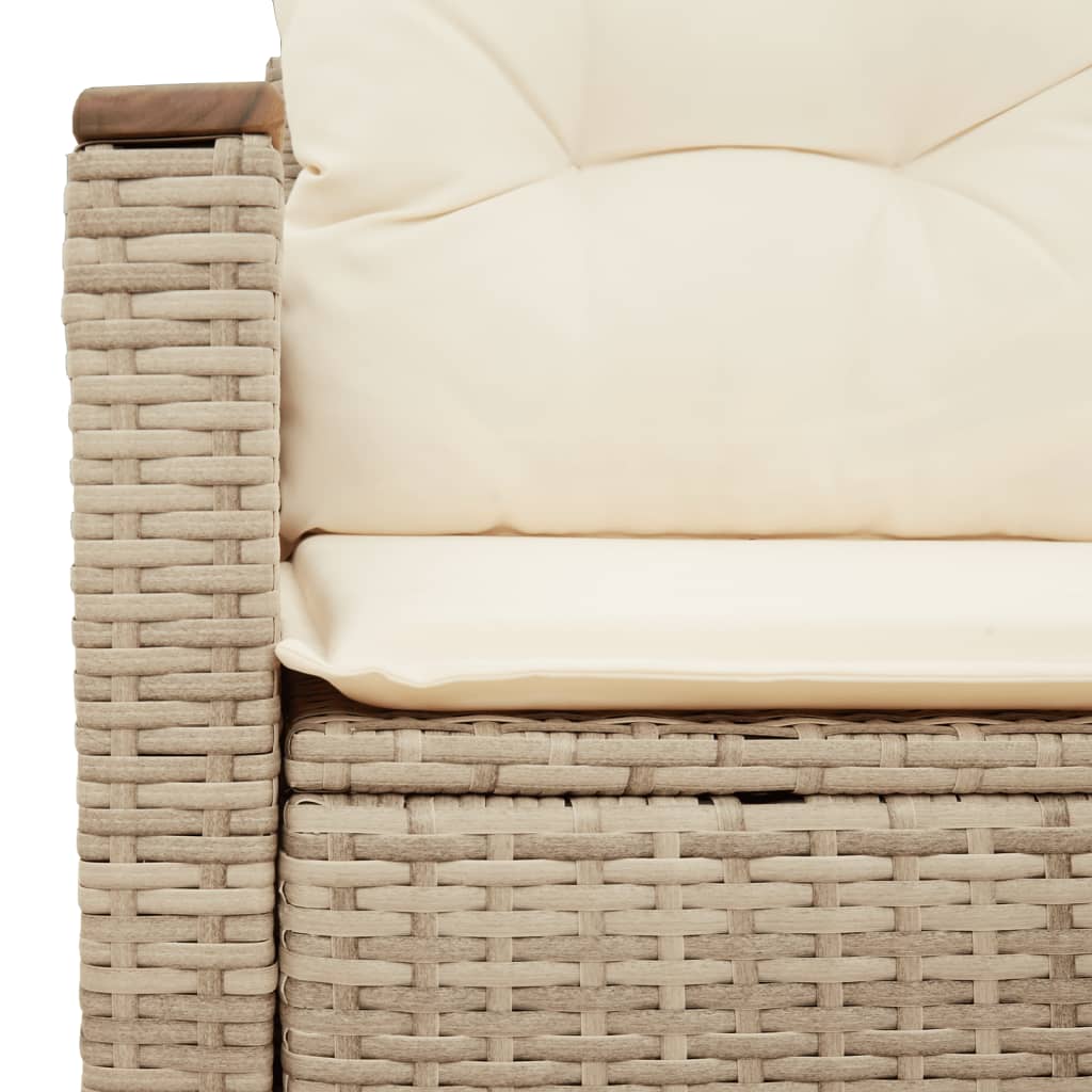 Garden Sofa with Cushions 2-Seater Beige Poly Rattan