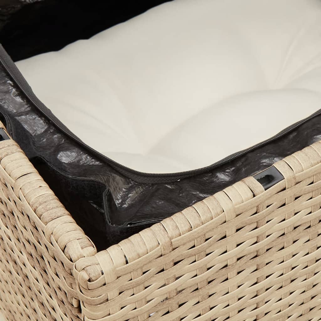 Garden Sofa with Cushions 3-Seater Beige Poly Rattan