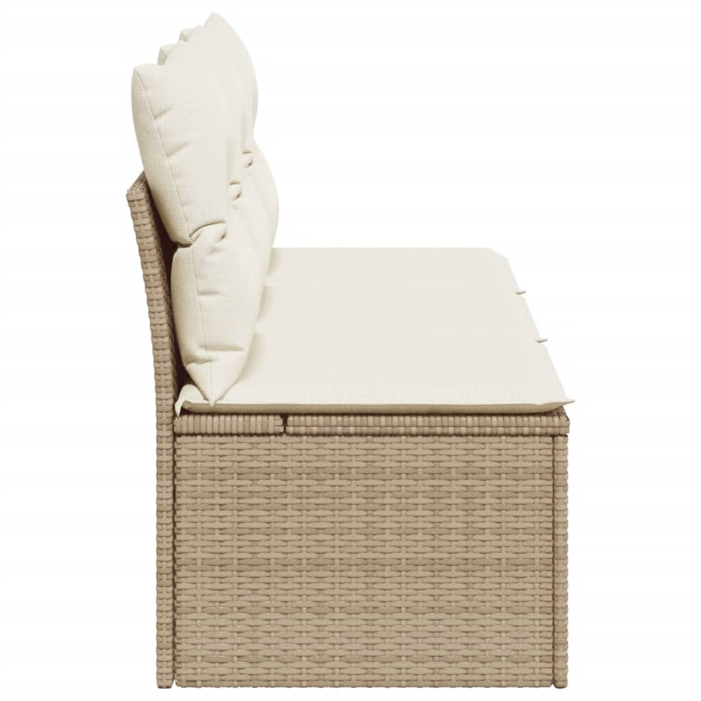Garden Sofa with Cushions 3-Seater Beige Poly Rattan