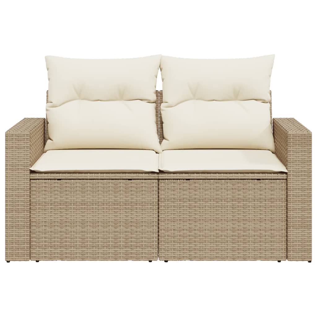 Garden Sofa with Cushions 2-Seater Beige Poly Rattan