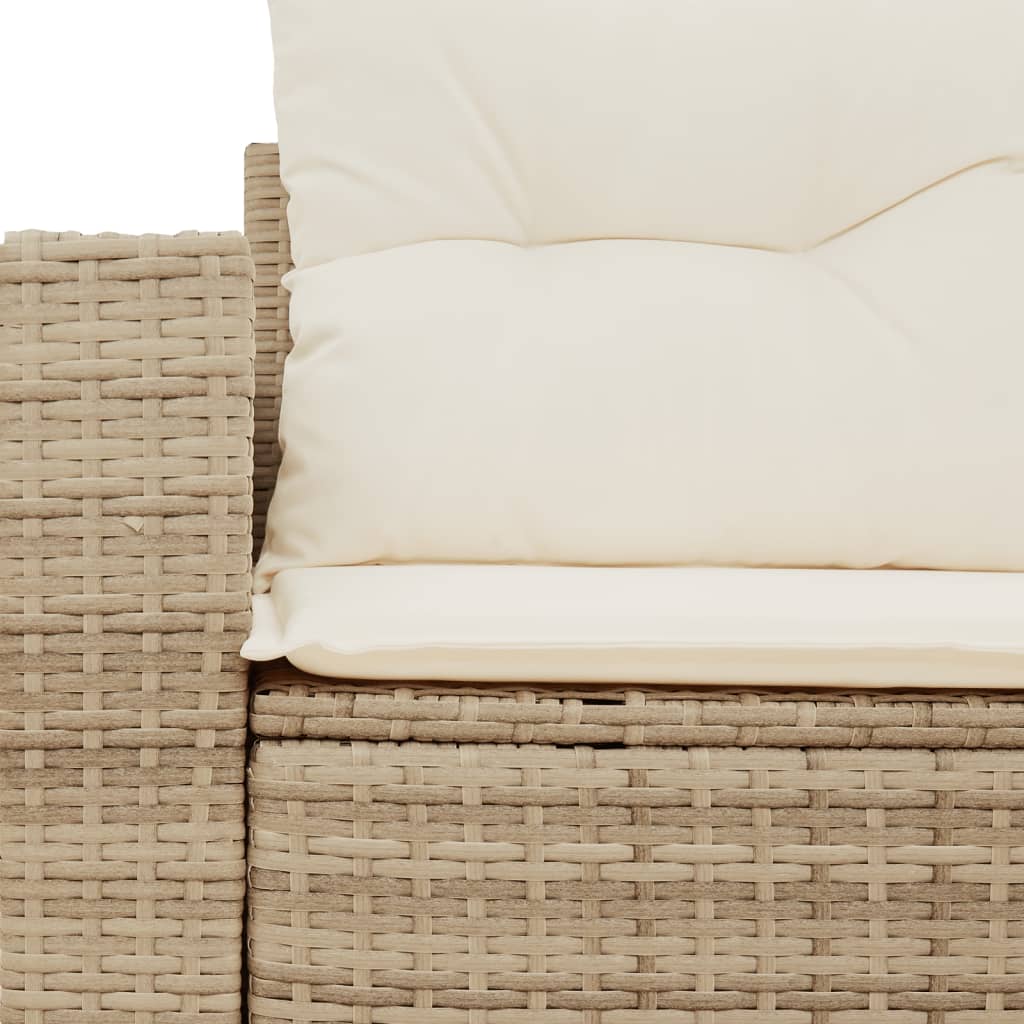 Garden Sofa with Cushions 2-Seater Beige Poly Rattan