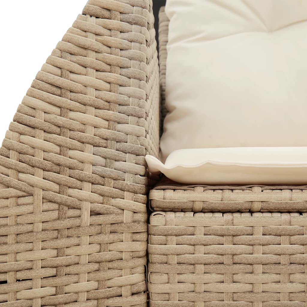Garden Sofa with Cushions 2-Seater Beige Poly Rattan