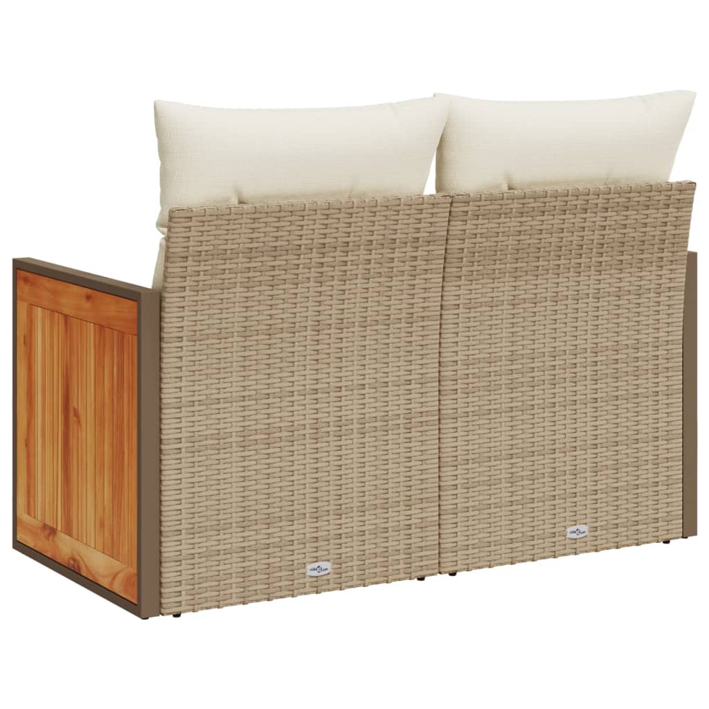Garden Sofa with Cushions 2-Seater Beige Poly Rattan