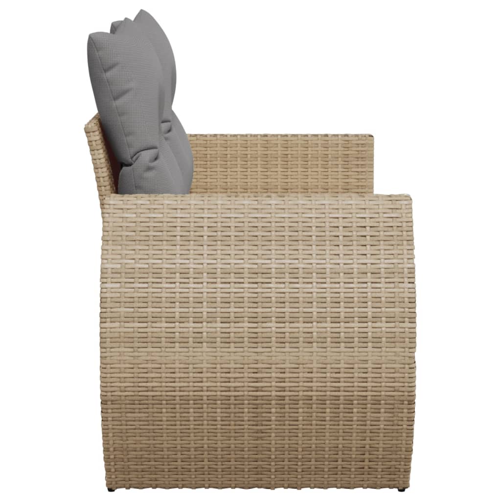 Garden Sofa with Cushions 2-Seater Beige Poly Rattan