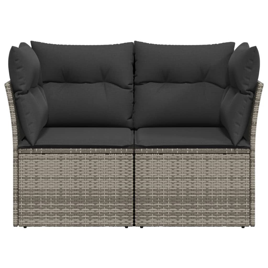 Garden Sofa 2-Seater with Cushions Grey Poly Rattan