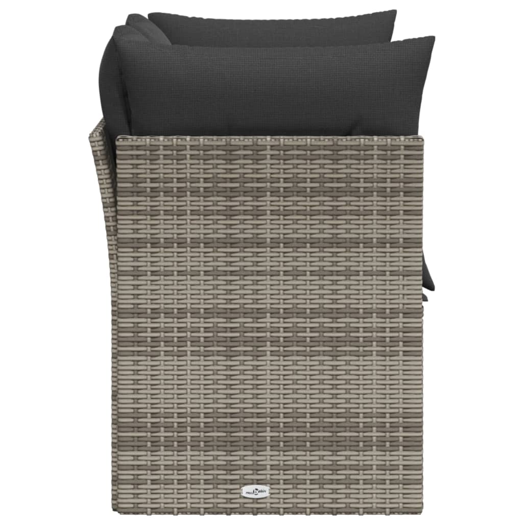 Garden Sofa 2-Seater with Cushions Grey Poly Rattan
