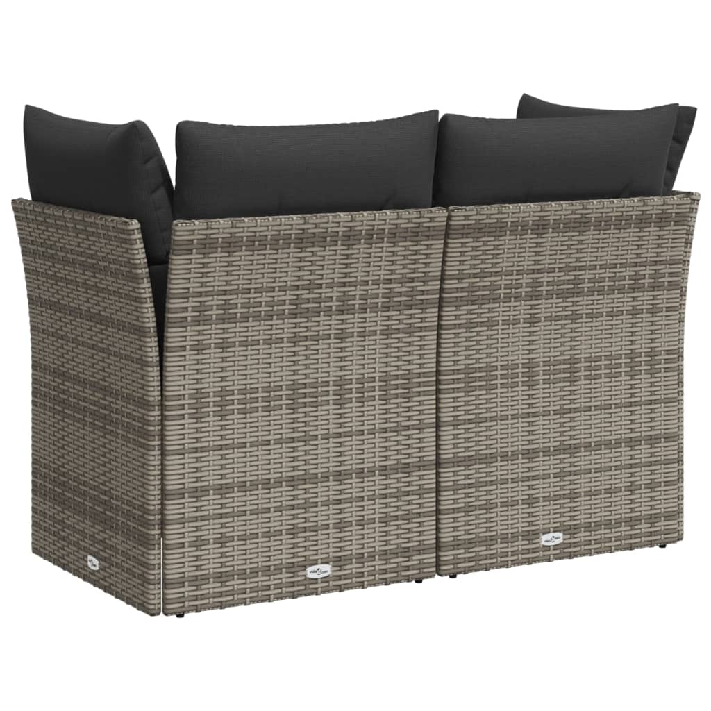 Garden Sofa 2-Seater with Cushions Grey Poly Rattan