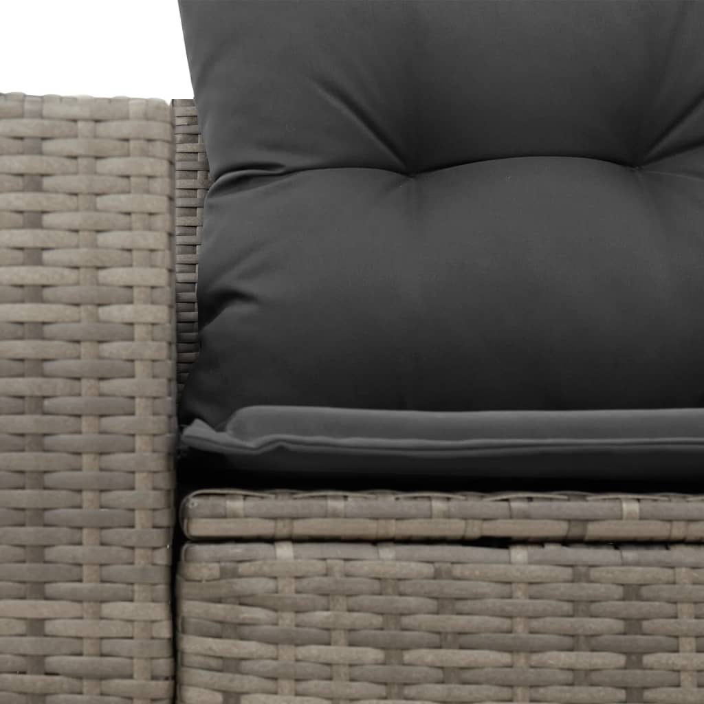 Garden Sofa 2-Seater with Cushions Grey Poly Rattan